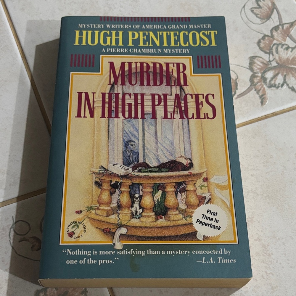 Hugh Pentecost "Murder in High Places" Paperback Book - Teal Cover